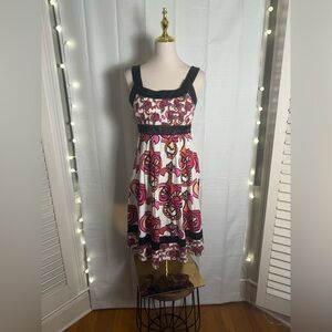 Sangria Black and Pink Asymmetrical Sundress